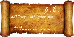 Jónap Bársonyka névjegykártya